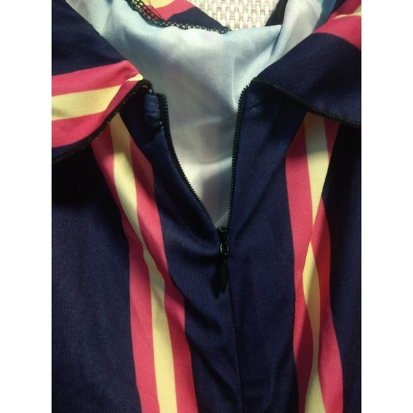 Navy/pink striped Dress with boat neck, size 2X, stretches, comfy and elegant - Picture 6 of 7